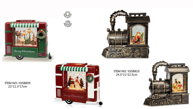 アクリル水くるくるライト サンタクロース&トナカイ/雪だるま2匹 SJ-7