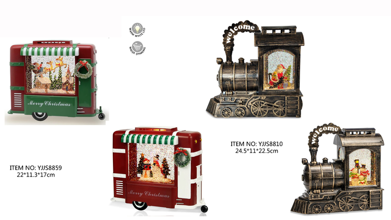 アクリル水くるくるライト サンタクロース&トナカイ/雪だるま2匹 SJ-7