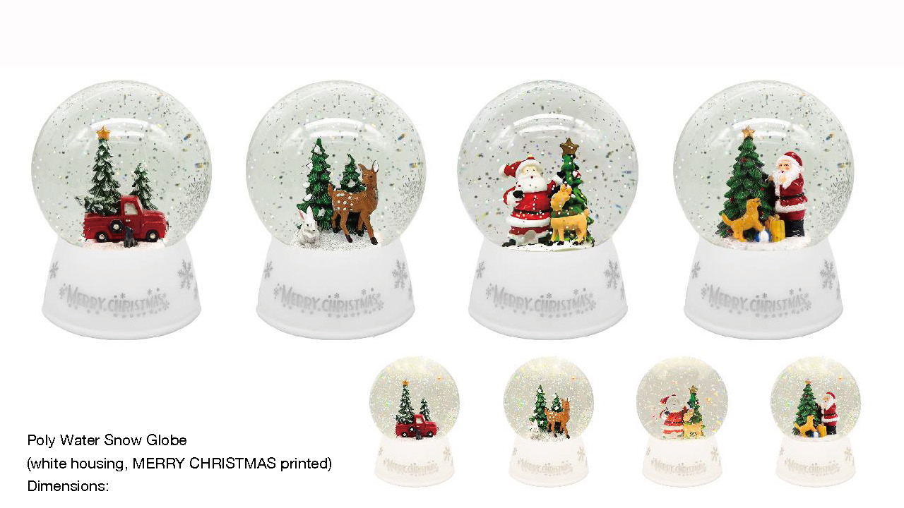 アクリルポリウォータースノードーム 車/トナカイ/サンタクロース&トナカイ SR-125