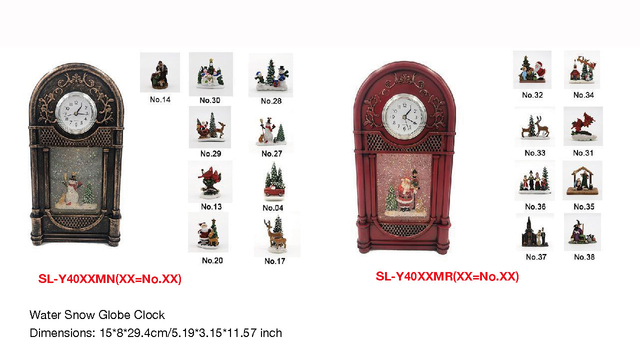 アクリルウォータースノードーム時計 サンタクロース/スノーマン SR-111