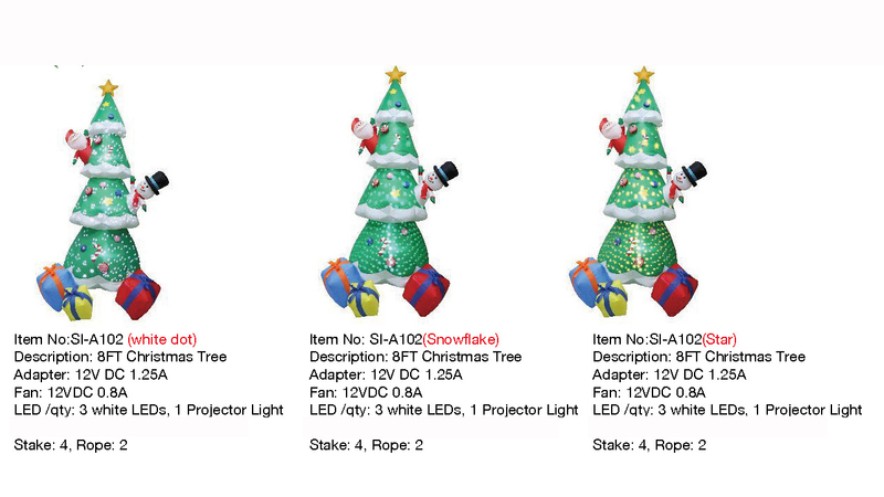 8フィートのクリスマスツリーインフレータブルライト