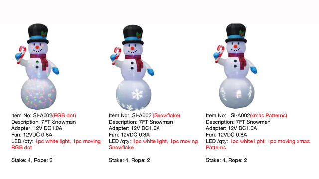 7FT スノーマンインフレータブルライト