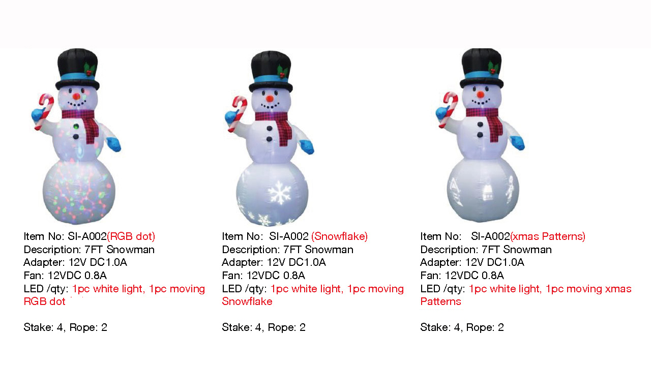 7FT スノーマンインフレータブルライト