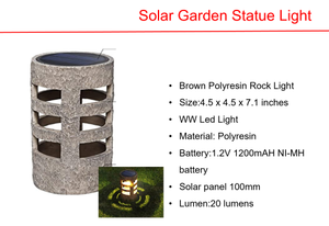 ソーラーLEDブラウンポリレジンロックライト