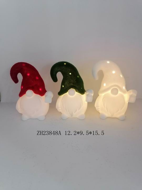 磁器 赤/緑/白の帽子をかぶった3人の小さなサンタクロース - 8