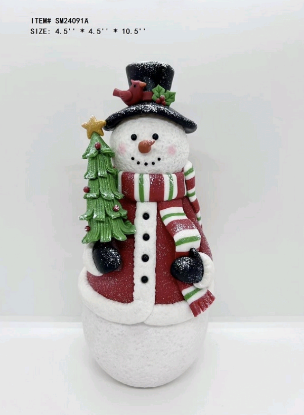 粘土生地のサンタクロース/雪だるま/トナカイがボールに乗って LEDライト付き - 3