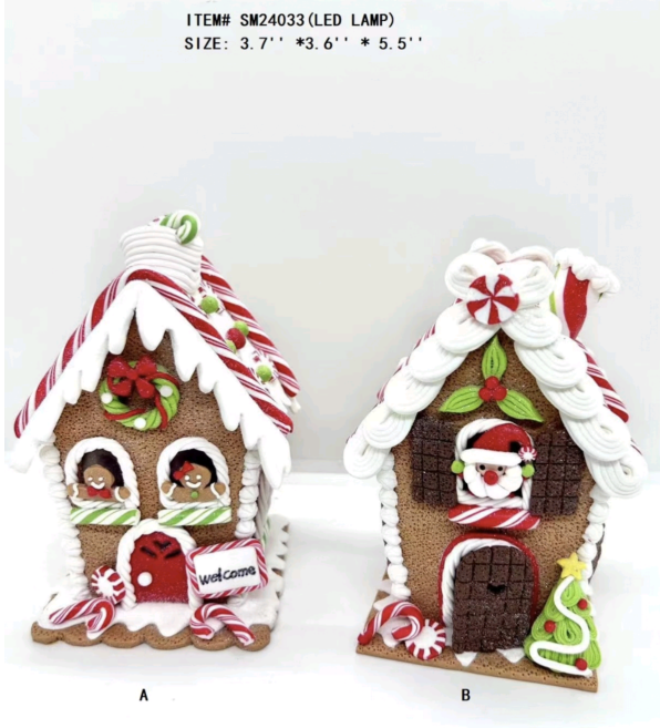 粘土生地の小さなサンタクロースとキャンディーハウスの窓のジンジャーブレッドマン - 17