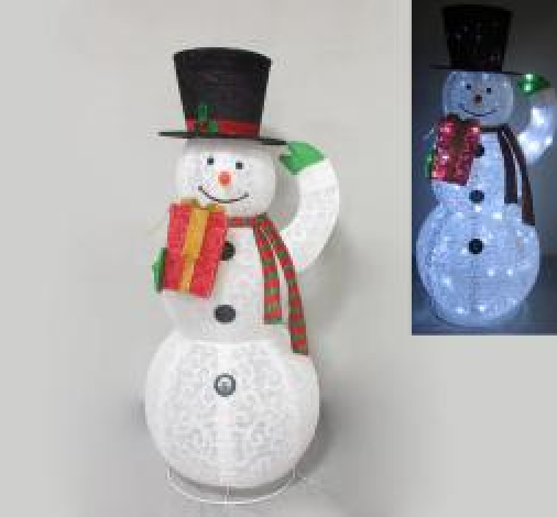 ファブリック製の折りたたみ可能な白い雪だるまライト