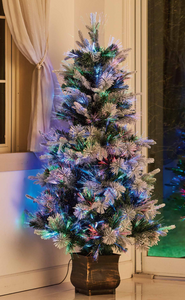 X'mas グリーンカラー クリスタルファイバーツリー ライト 角型鉢付き