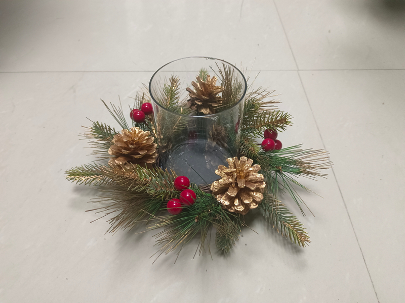 キャンドルホルダー Glod 松ぼっくり & レッドボール - 10