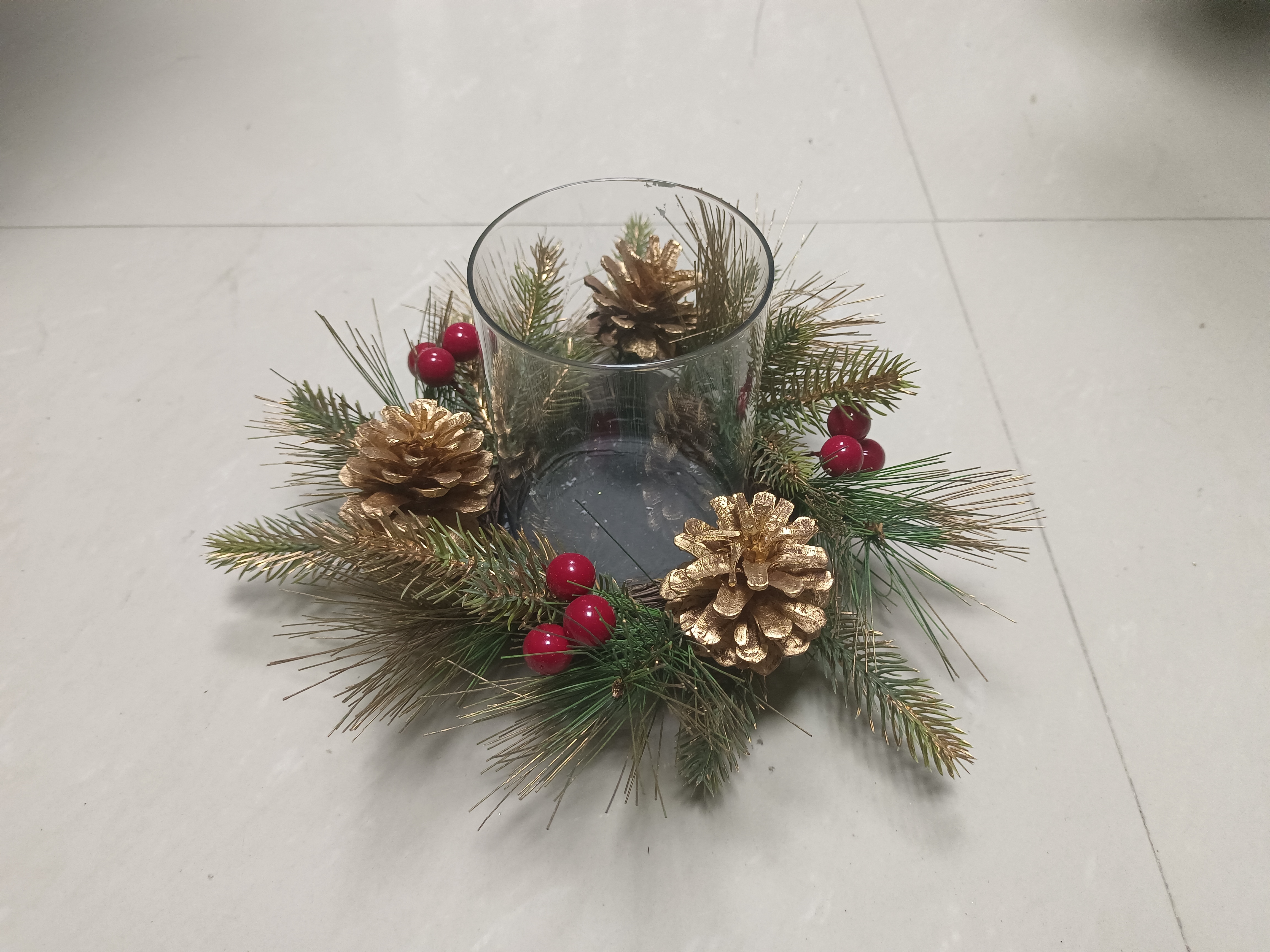 キャンドルホルダー Glod 松ぼっくり & レッドボール - 10