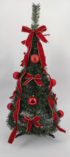X'mas グリーン ミニ ツリー マテル レッグ + レッド ボール/レッド リボン - 22