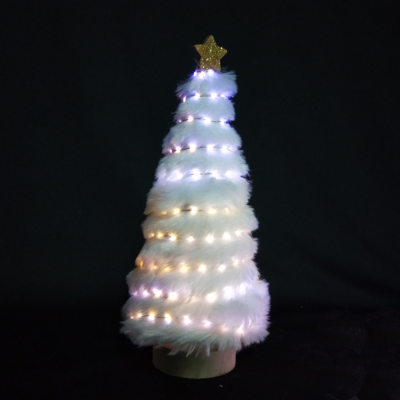 X'mas ホワイト ミニツリー 洗面器付き + グリッタートップスター - 50