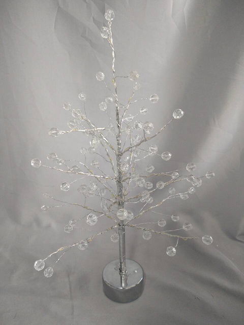透明なオーブ、銀の銅線温かい白いLEDライト、家庭/イベントスタイリングのための素朴なシックな装飾ランプ付きの40cmの高さの裸の枝の木