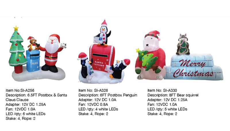  郵便ポスト&サンタ&ポストペンギン&クマリスインフレータブルライト