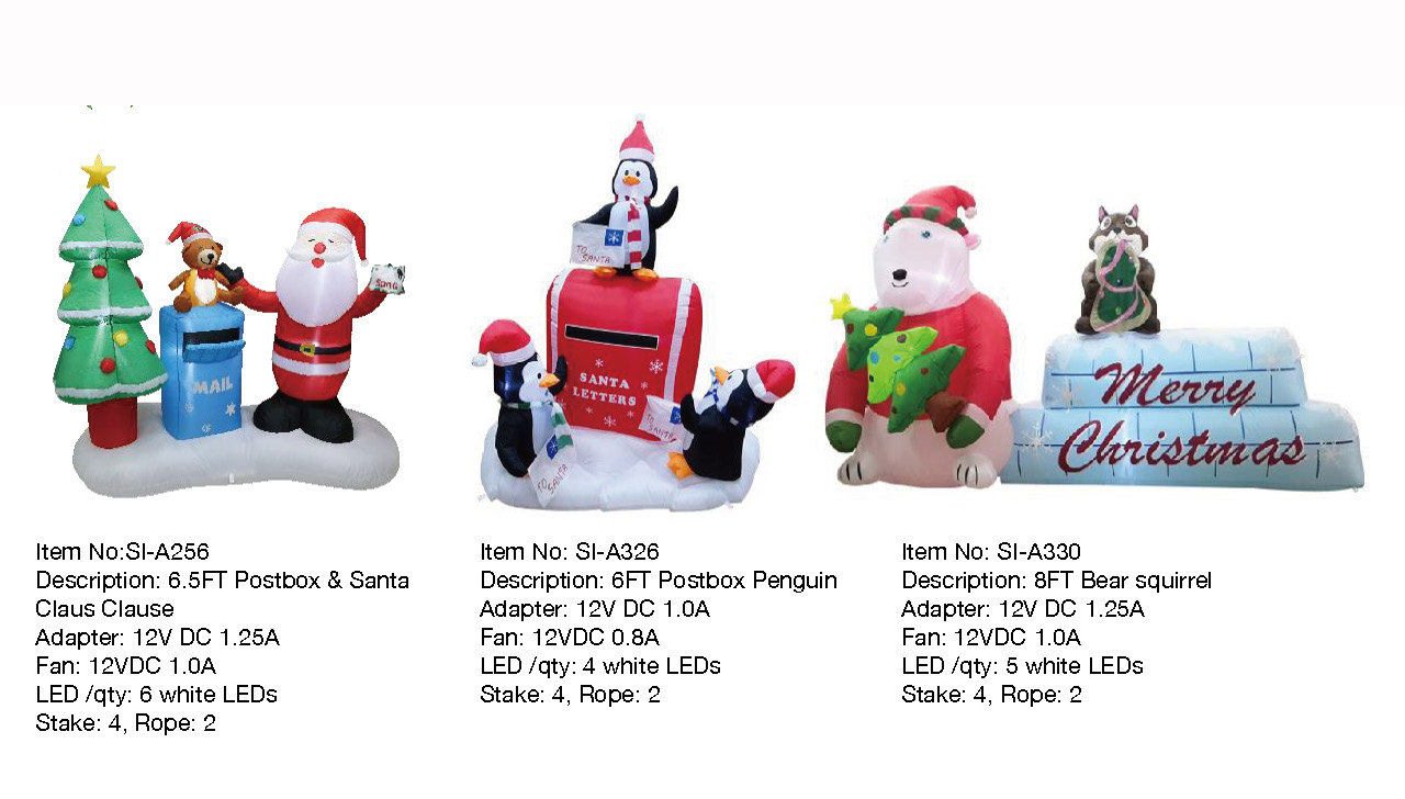  郵便ポスト&サンタ&ポストペンギン&クマリスインフレータブルライト