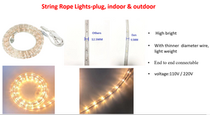ストリングロープライトプラグ、屋内および屋外