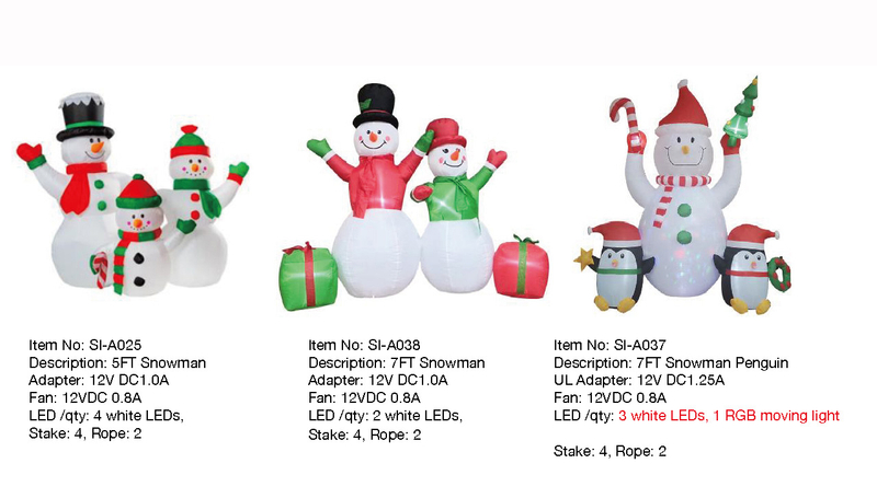 5フィート、7フィートの雪だるまとペンギンのインフレータブルライト 