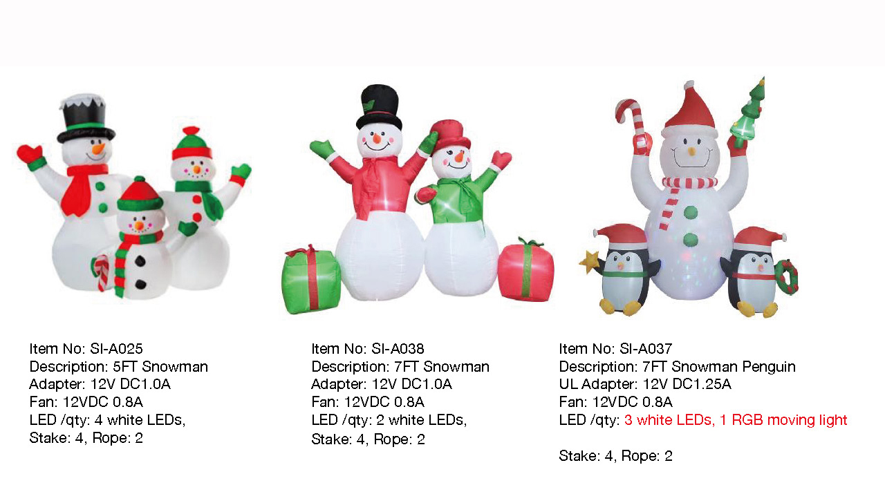 5フィート、7フィートの雪だるまとペンギンのインフレータブルライト 