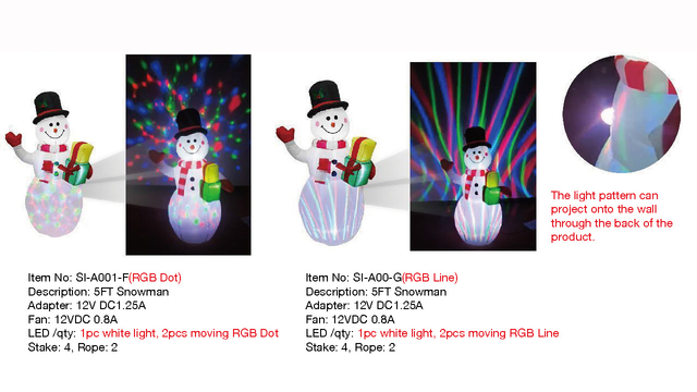 5FT スノーマンインフレータブルライト