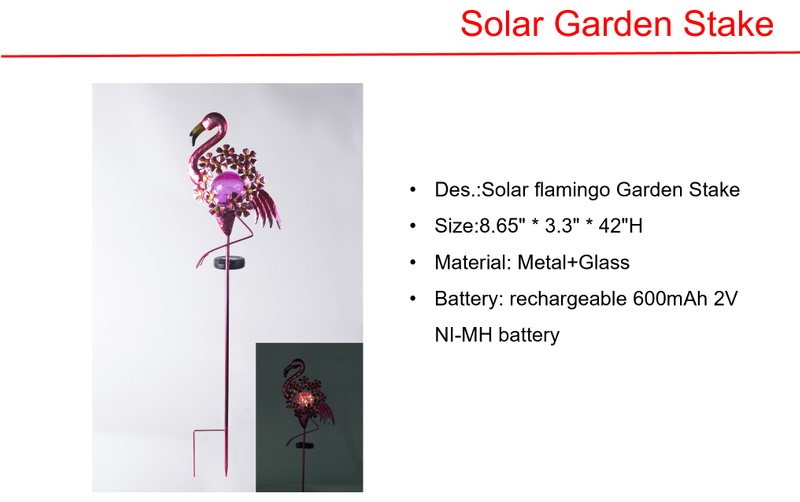 ソーラー LED フラミンゴ ガーデン ステーク & メタル ウォール ライト