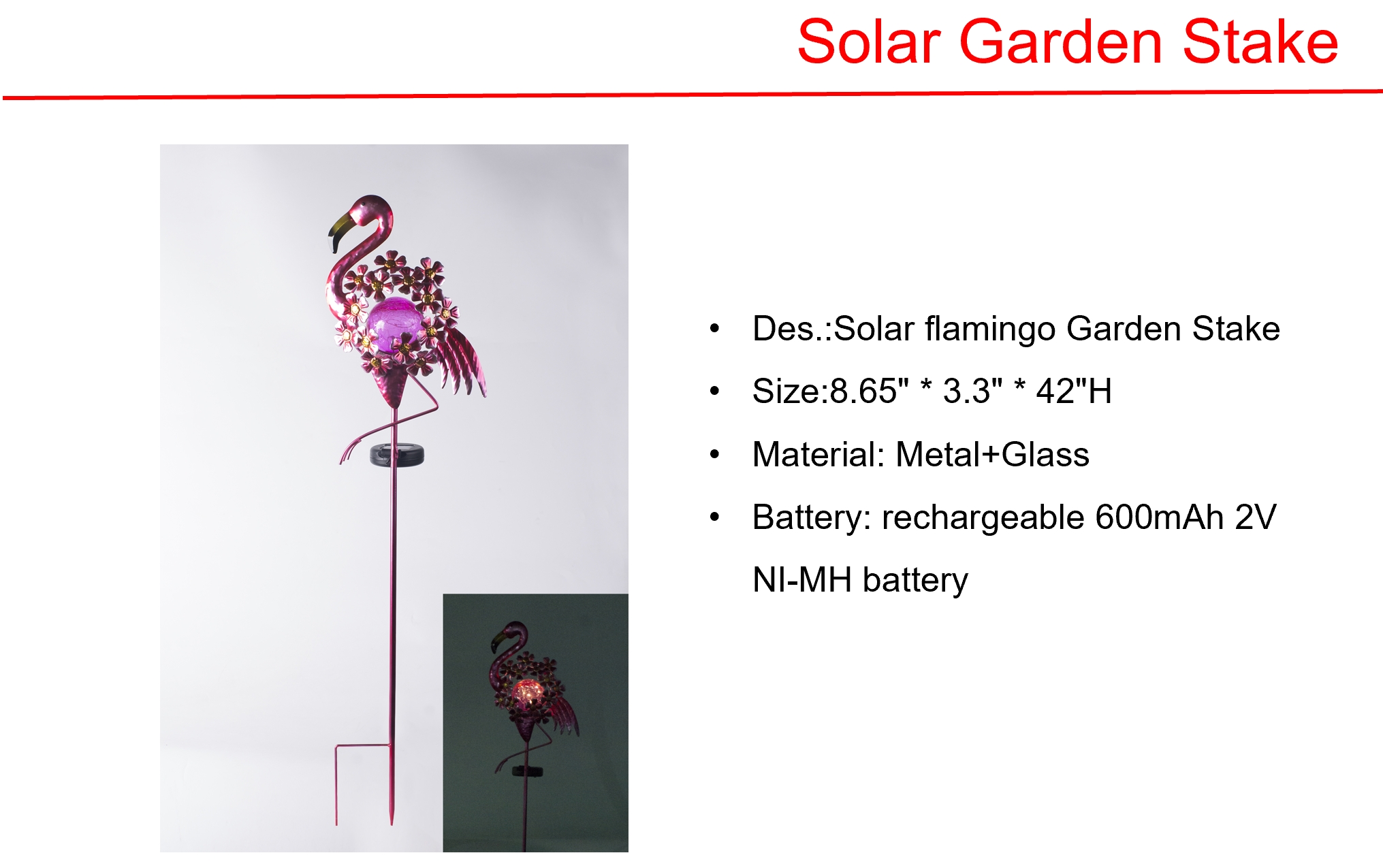 ソーラー LED フラミンゴ ガーデン ステーク & メタル ウォール ライト