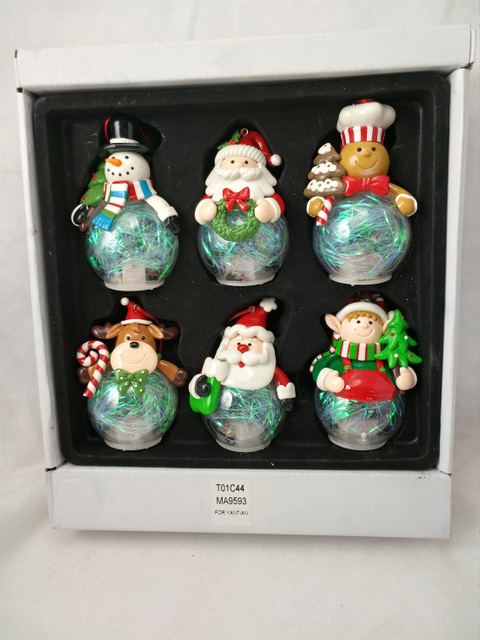 粘土生地の雪だるま / サンタクロース / ジンジャーブレッドマン / トナカイのグローブ ランタン - 2