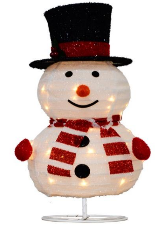 ファブリックラップスノーマン折りたたみ式ライト