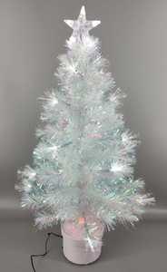 X'mas ホワイトカラー クリスタルファイバーツリー + トップスター 丸型洗面器付き - 15