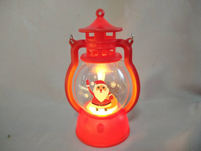 サンタクロースをテーマにしたミニランタンテーブルの装飾（8×6×13cm）、ボタンセルバッテリー駆動のLEDライト、気まぐれなホリデーアクセント