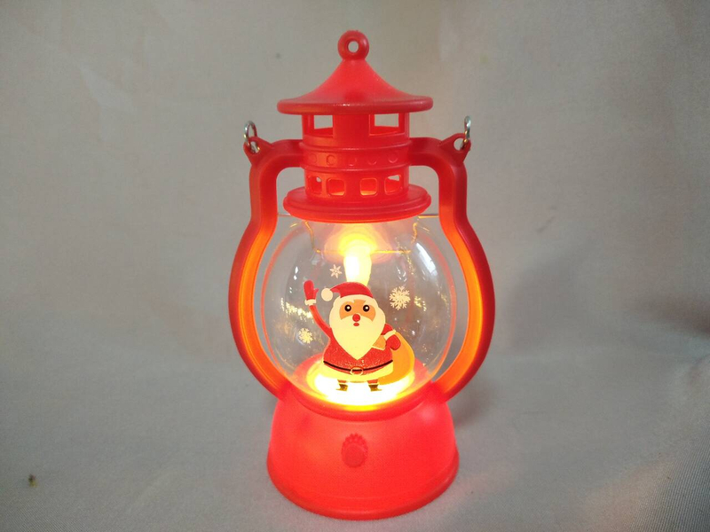 サンタクロースをテーマにしたミニランタンテーブルの装飾（8×6×13cm）、ボタンセルバッテリー駆動のLEDライト、気まぐれなホリデーアクセント