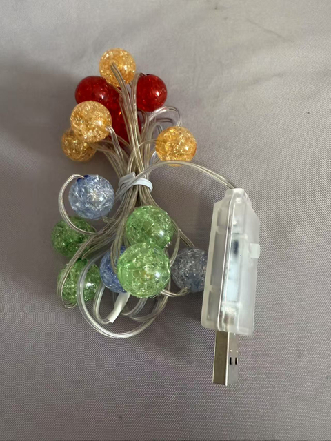 15本のカラフルなひび割れのビーズライトストリング（RGBY）、USB 8モードコントロールを備えた温かい輝き、パーティー用の鮮やかな装飾ランプとホームアビアン