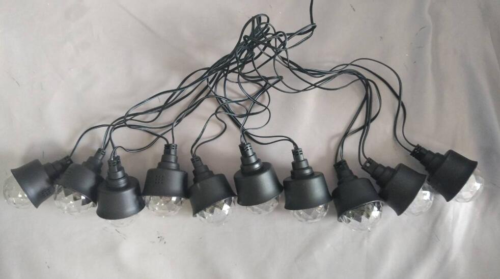 10ライトDJスタイルの雰囲気の黒いハウジング +クリアダイヤモンドカットシェード付き - ダイナミックな色を変えるLEDパーティーの装飾