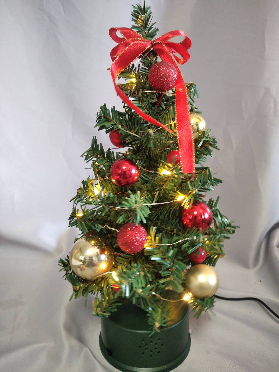 赤い35cm回転ミニクリスマスツリー