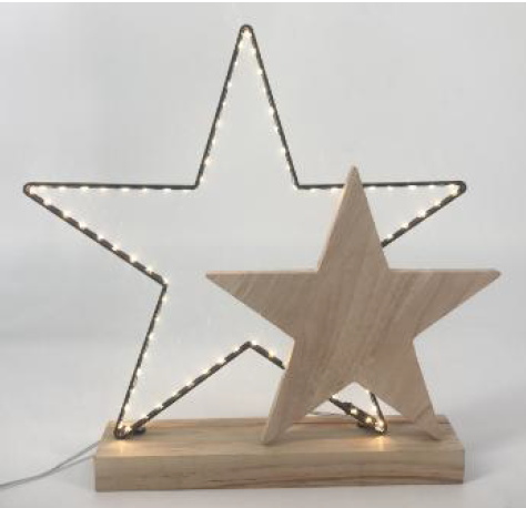 木製スター装飾付きモチーフフレームライト