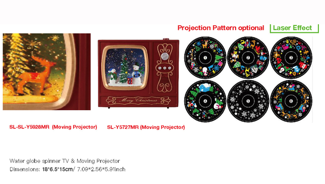 アクリルウォーターグローブスピナー TV&ムービングプロジェクター トナカイ/雪だるま&ツリー SR-59