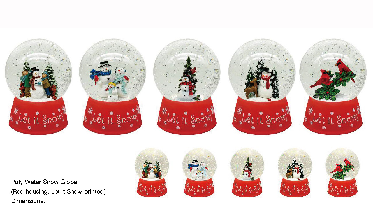 アクリルポリウォータースノードーム 雪だるま/赤い鳥 SR-128