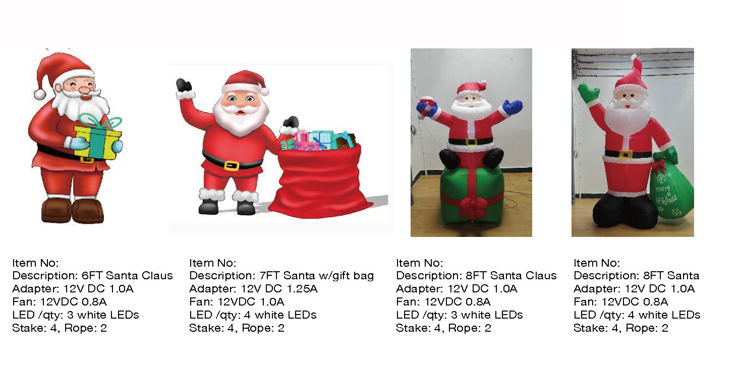 6、7、8フィートのサンタクロースインフレータブルライト