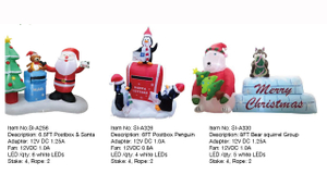 郵便ポスト & サンタ & クマリス インフレータブル LED ライト