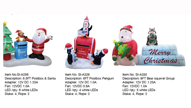 郵便ポスト & サンタ & クマリス インフレータブル LED ライト