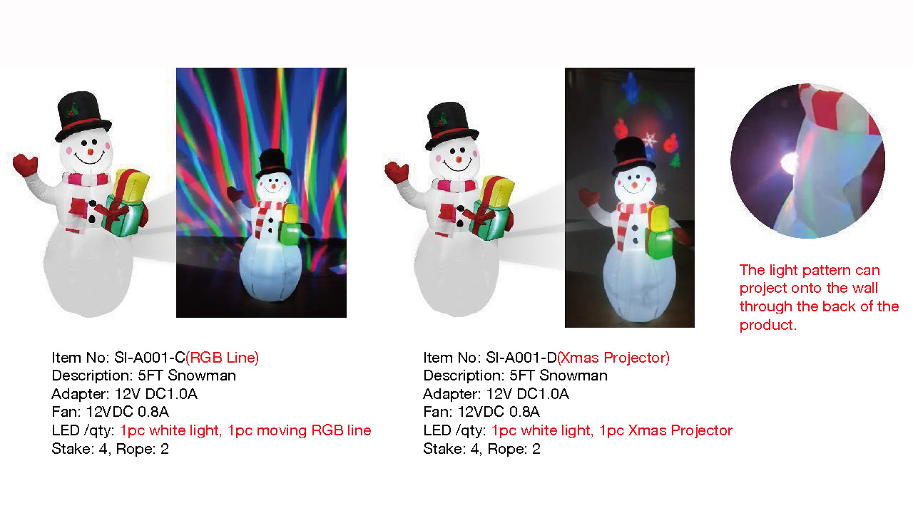 5FT スノーマンインフレータブルライト