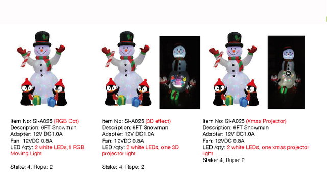 6フィートのスノーマンインフレータブルライト