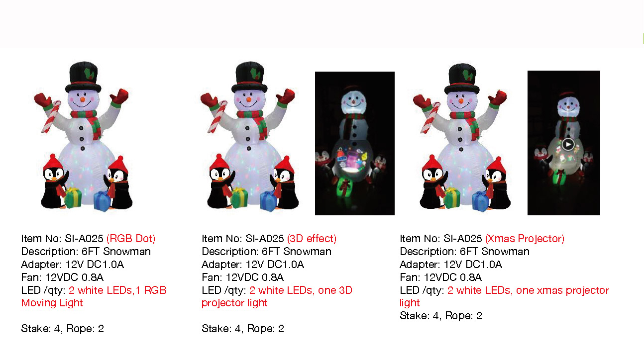 6フィートのスノーマンインフレータブルライト