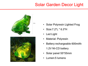 ソーラーLEDポリレジンライト付きカエル