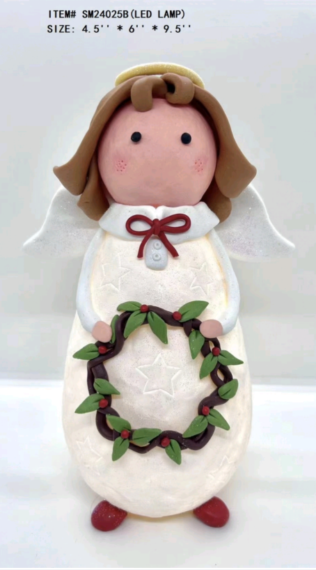 粘土生地 小さな天使が花輪を持っています - 10