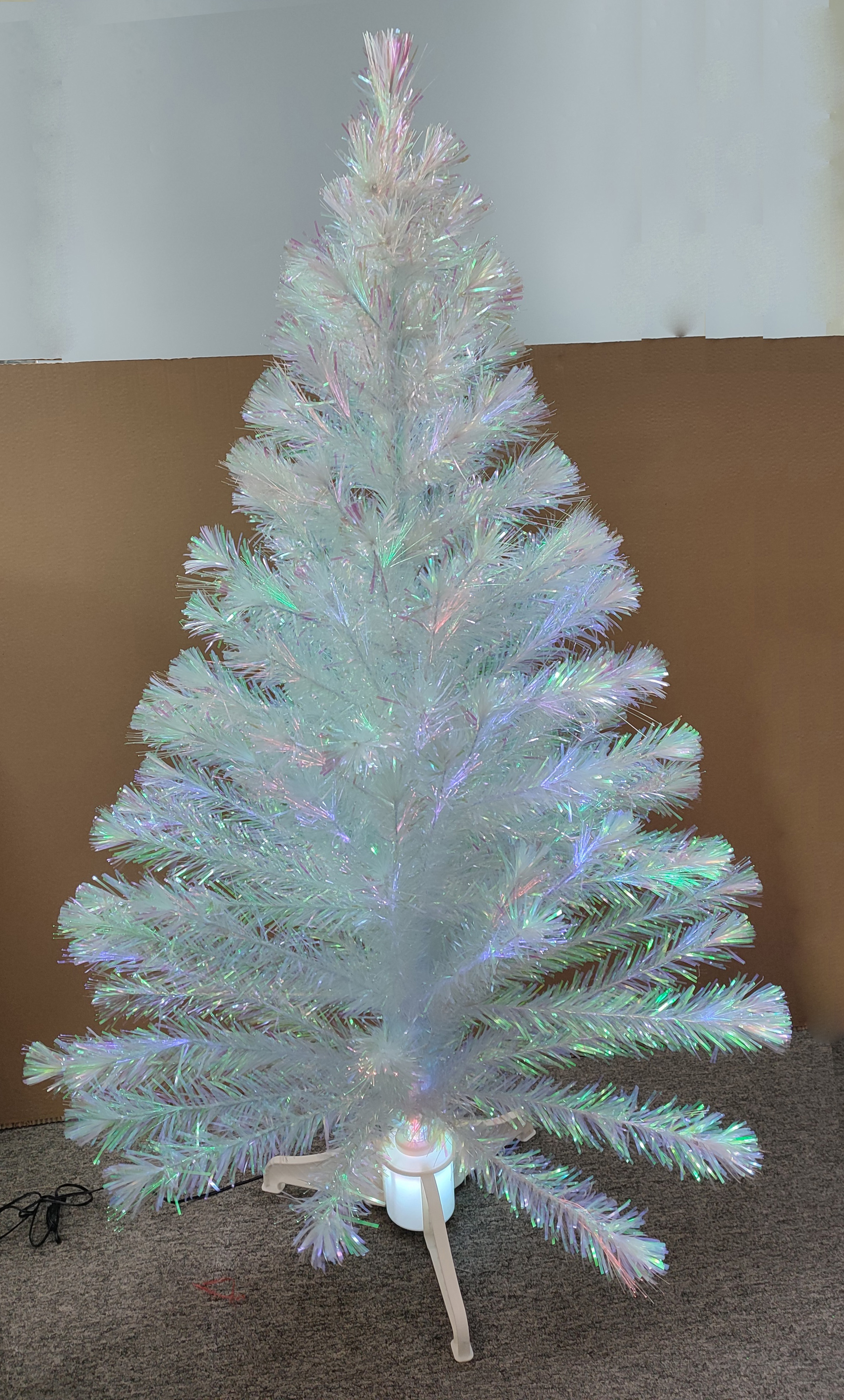 X'mas ホワイトカラーのクリスタルファイバーツリー、マテル脚付き - 13