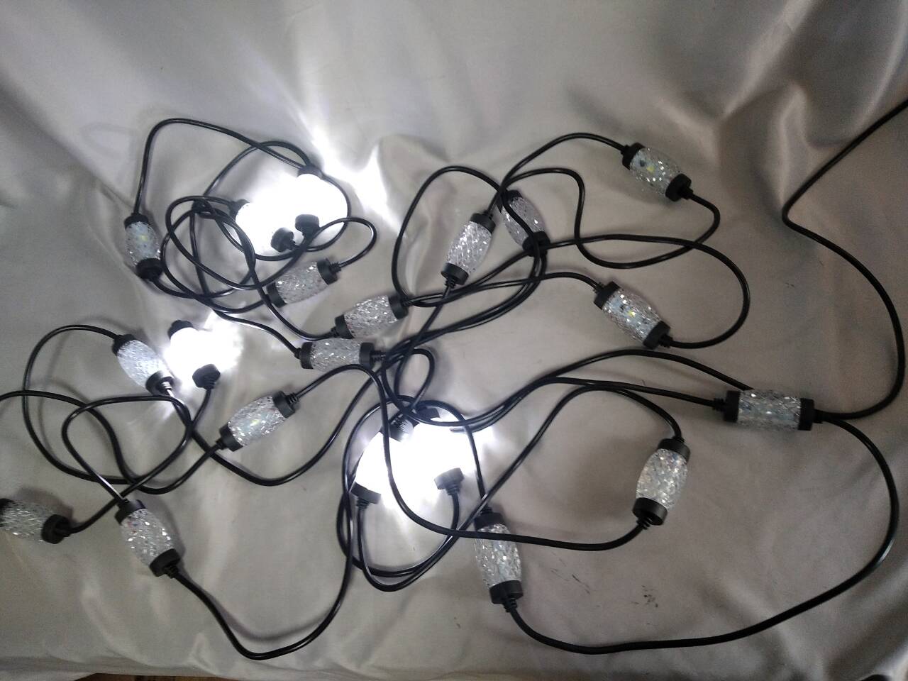 10ライトホワイトストロボ点滅弦ライト - 40cmの電球間隔を持つ1.5mケーブル、パーティー/イベントの高強度の点滅効果