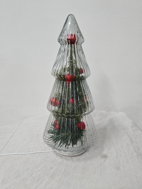 透明なガラス回転クリスマスツリー
