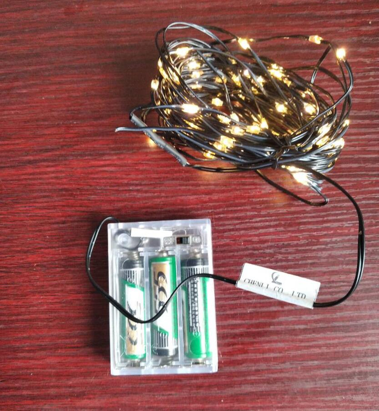 黒いファブリックワイヤーLEDストリングライト-100枚