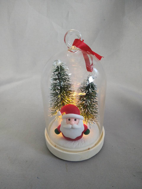 魅惑のガラスドームクリスマスツリー&サンタ飾り10枚の銅線灯| 4：1点滅モード温かい白い輝き| LR44バッテリー駆動